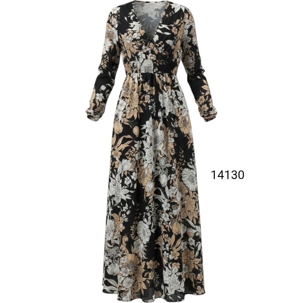 Kate & Lily Maxi Dress Womens 10 Multicolor Floral Stretch Cinched Waist V Neck